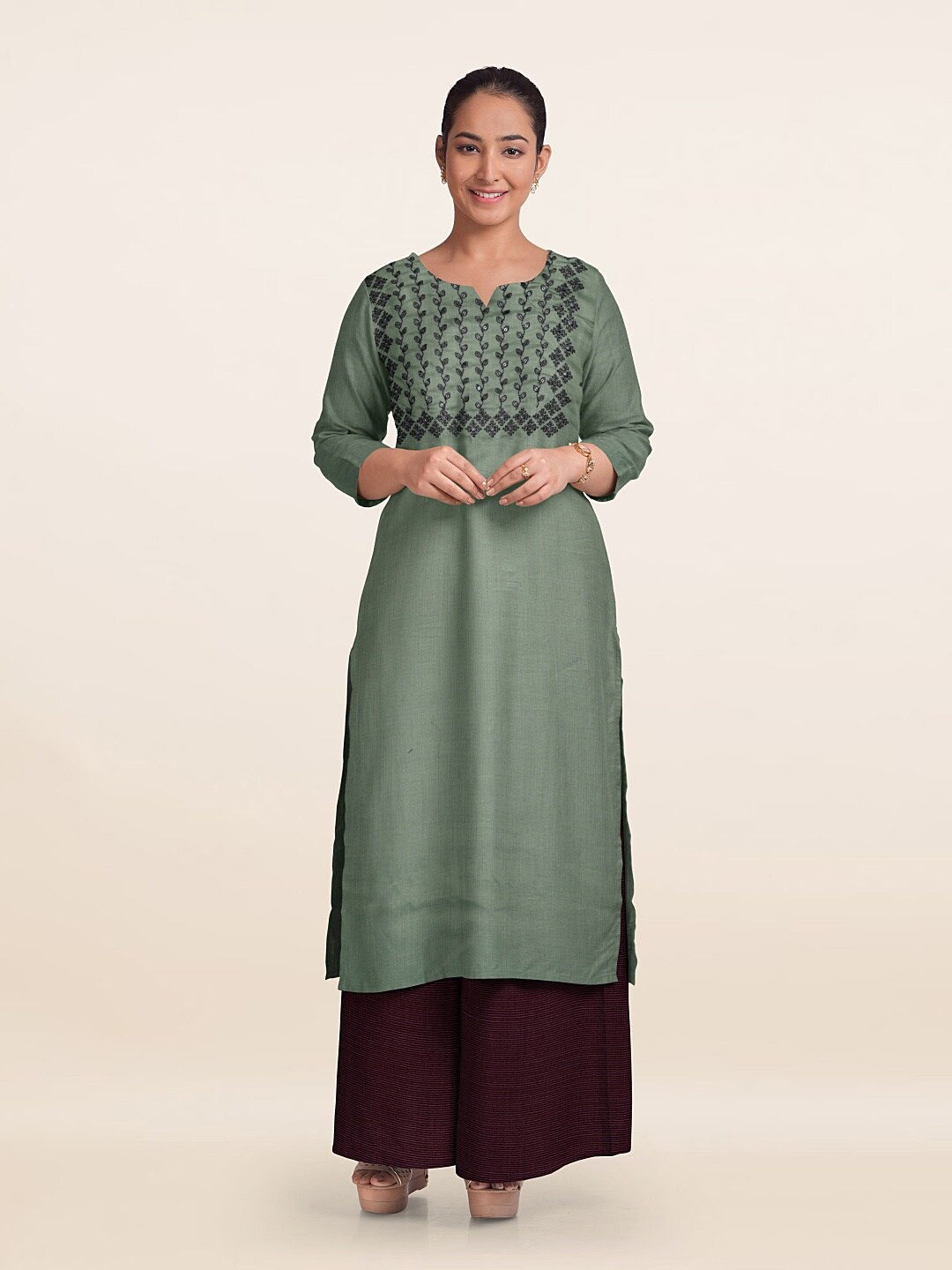 

Pothys Unstitched Dress Material, Green