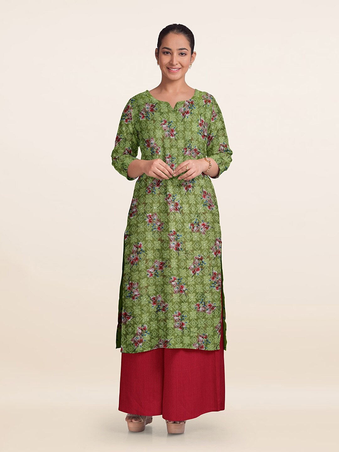 

Pothys Embroidered Unstitched Dress Material, Green