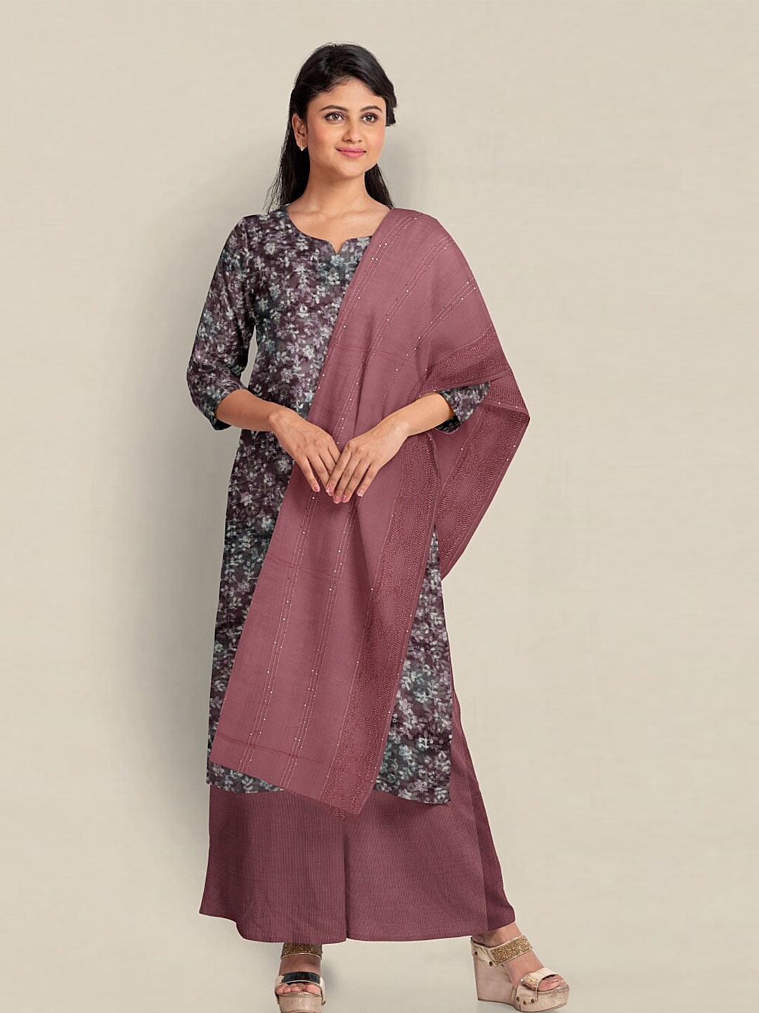 

Pothys Printed Unstitched Dress Material, Purple