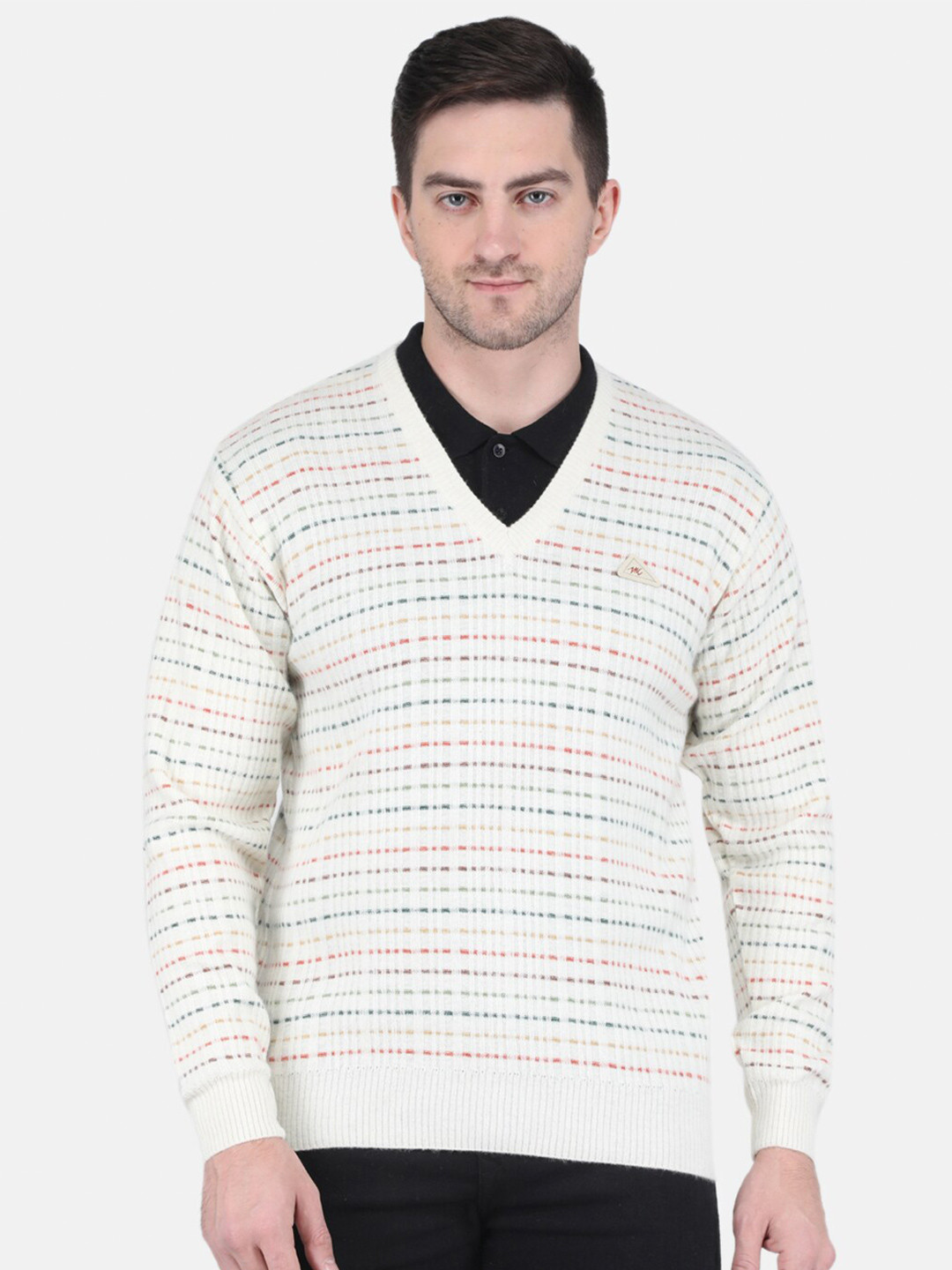 

Monte Carlo Men Printed Woolen Pullover, Off white