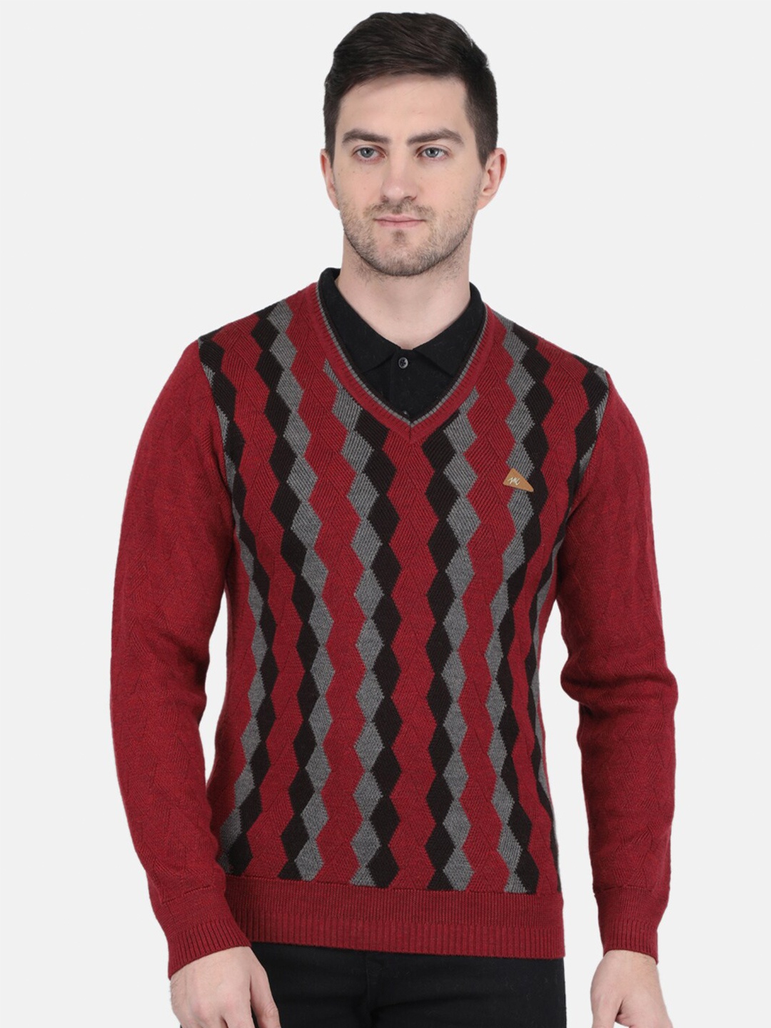 

Monte Carlo Men Printed Wool Pullover, Maroon