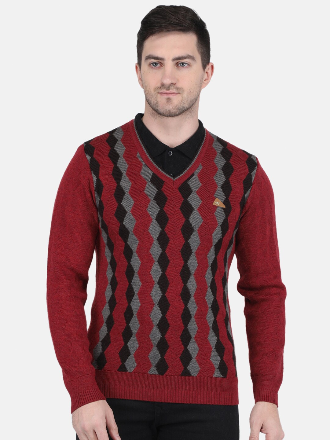 

Monte Carlo Men Geometric Printed Pullover, Maroon
