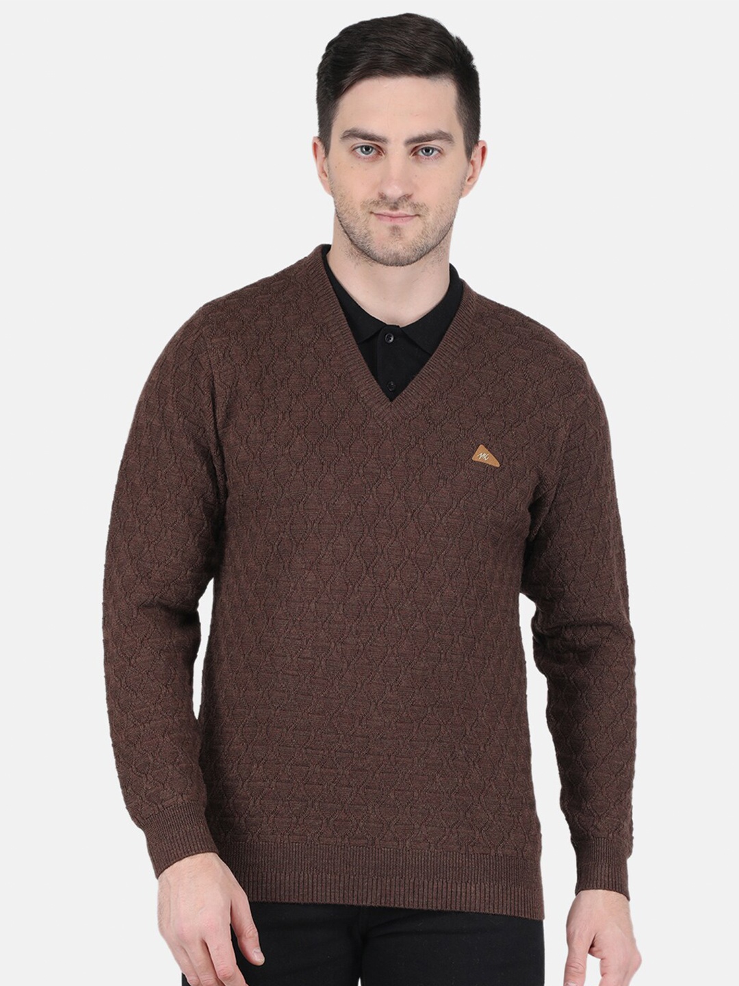 

Monte Carlo Men Wool Cable Knit Pullover, Brown
