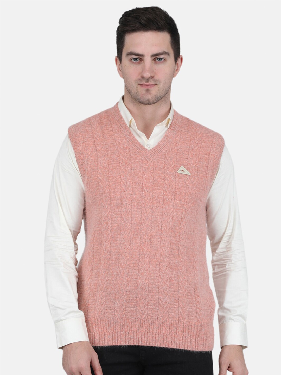 

Monte Carlo Men Cable Knit Sweater Vest, Pink