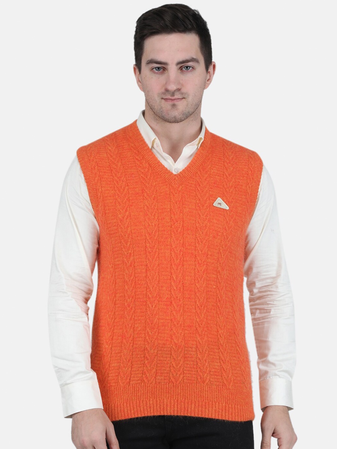 

Monte Carlo Men Orange Cable Knit Sweater Vest