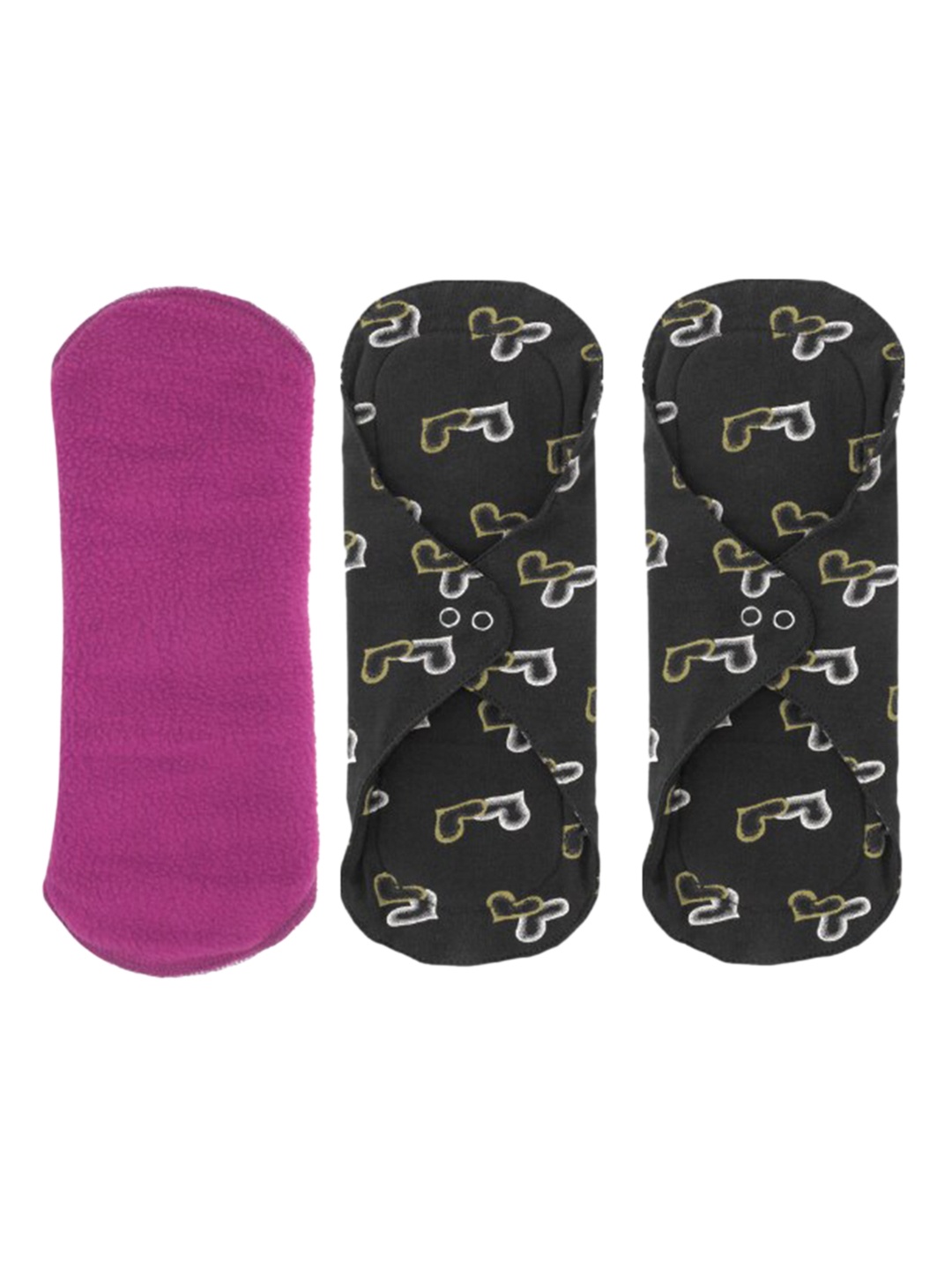 

CareDone Set Of 3 Leak Proof Reusable Sanitary Cloth Pads, Black