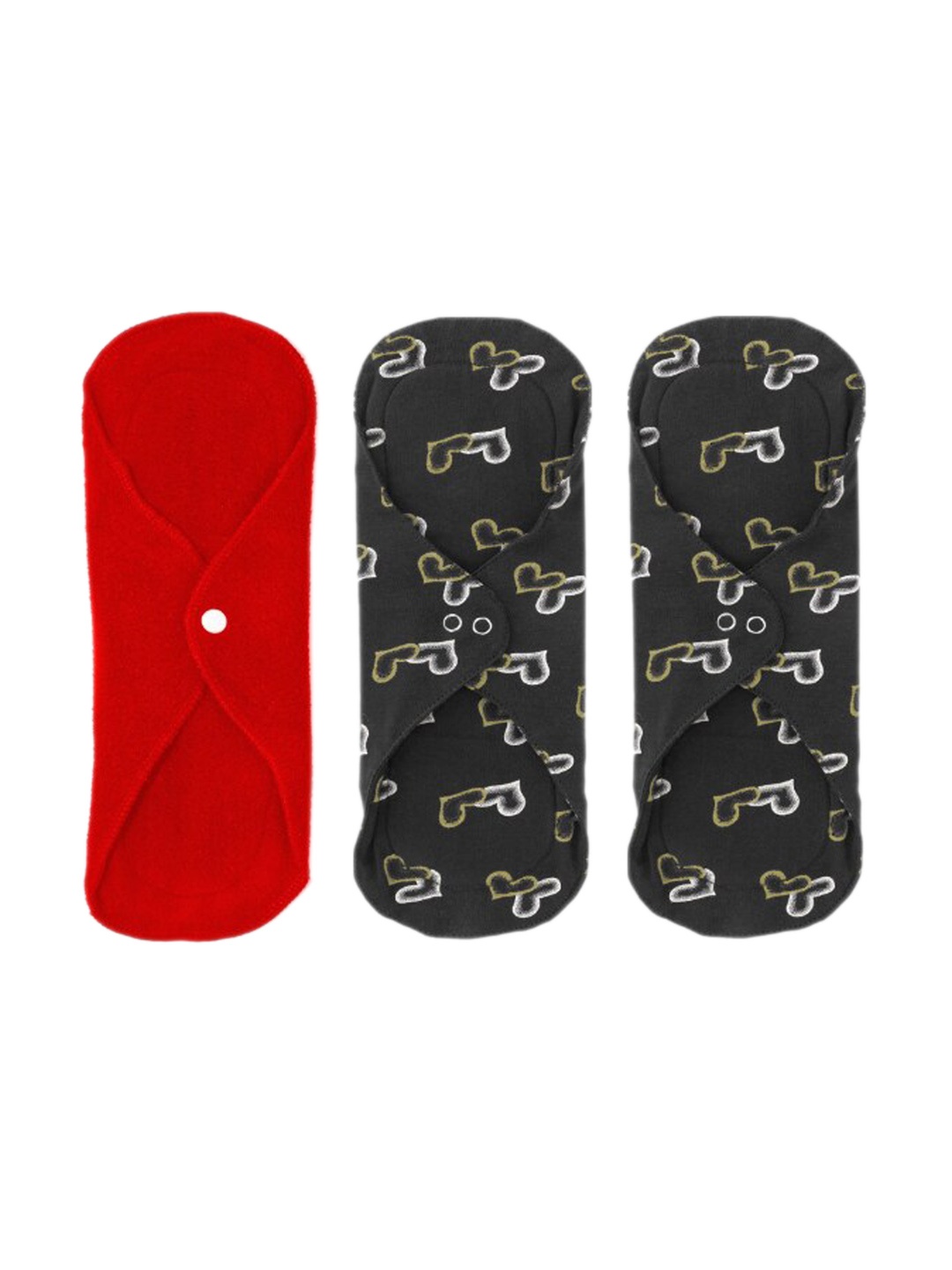 

CareDone Set Of 3 Leak Proof Reusable Sanitary Cloth Pads, Black