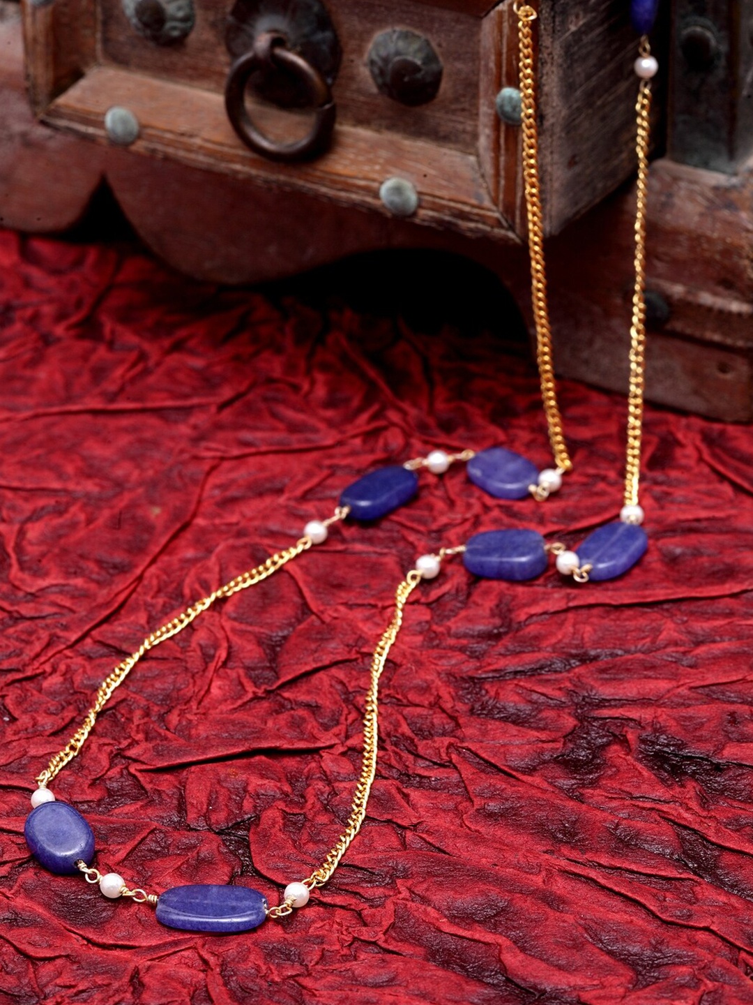 

DUGRISTYLE Artificial Stones and Beads Necklace, Blue