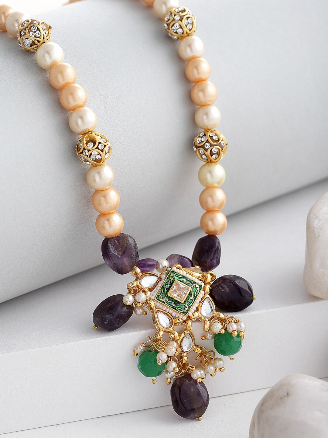 

DUGRISTYLE Kundan & Pearls Necklace, Gold