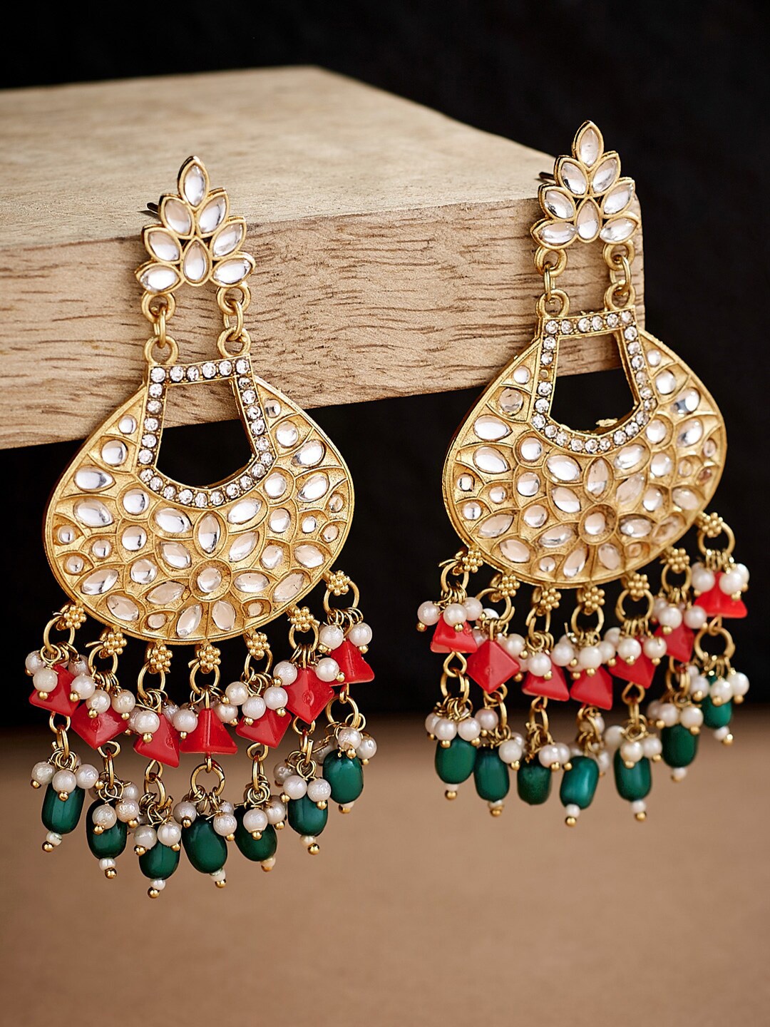 

ATIBELLE Kundan Studded Gold-Plated Chandbalis Earrings