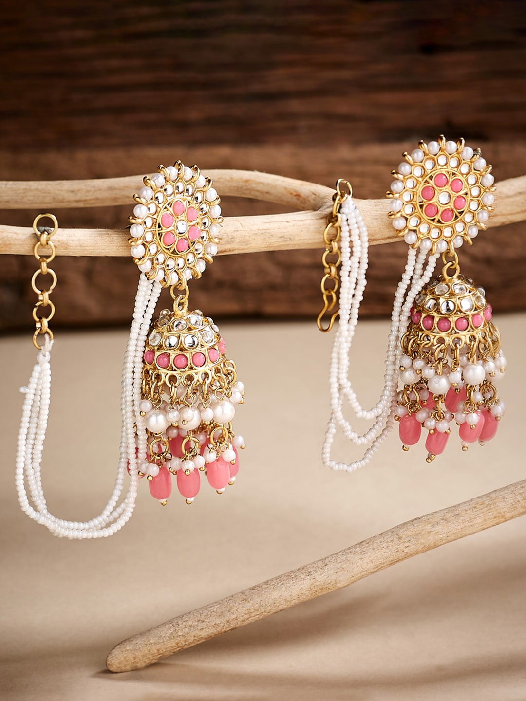 

ATIBELLE Floral Jhumkas Earrings, Pink