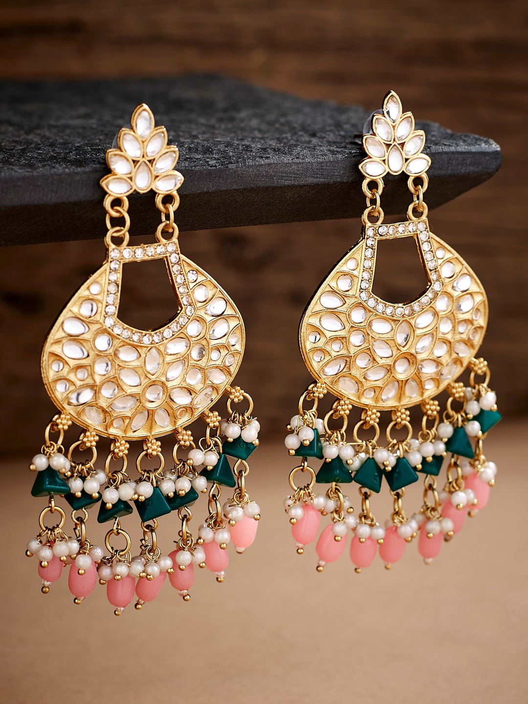 

ATIBELLE Gold-Toned Classic Chandbalis Earrings