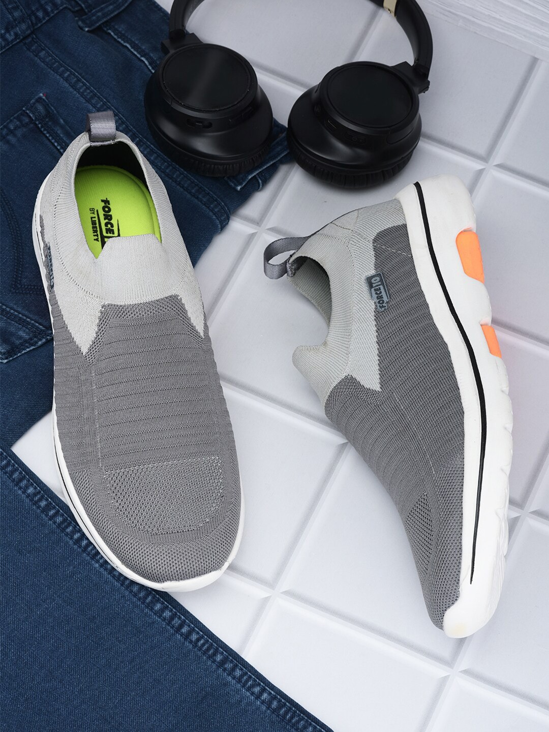 

Liberty Men Slip-On Walking Non-Marking Sports Shoes, Grey