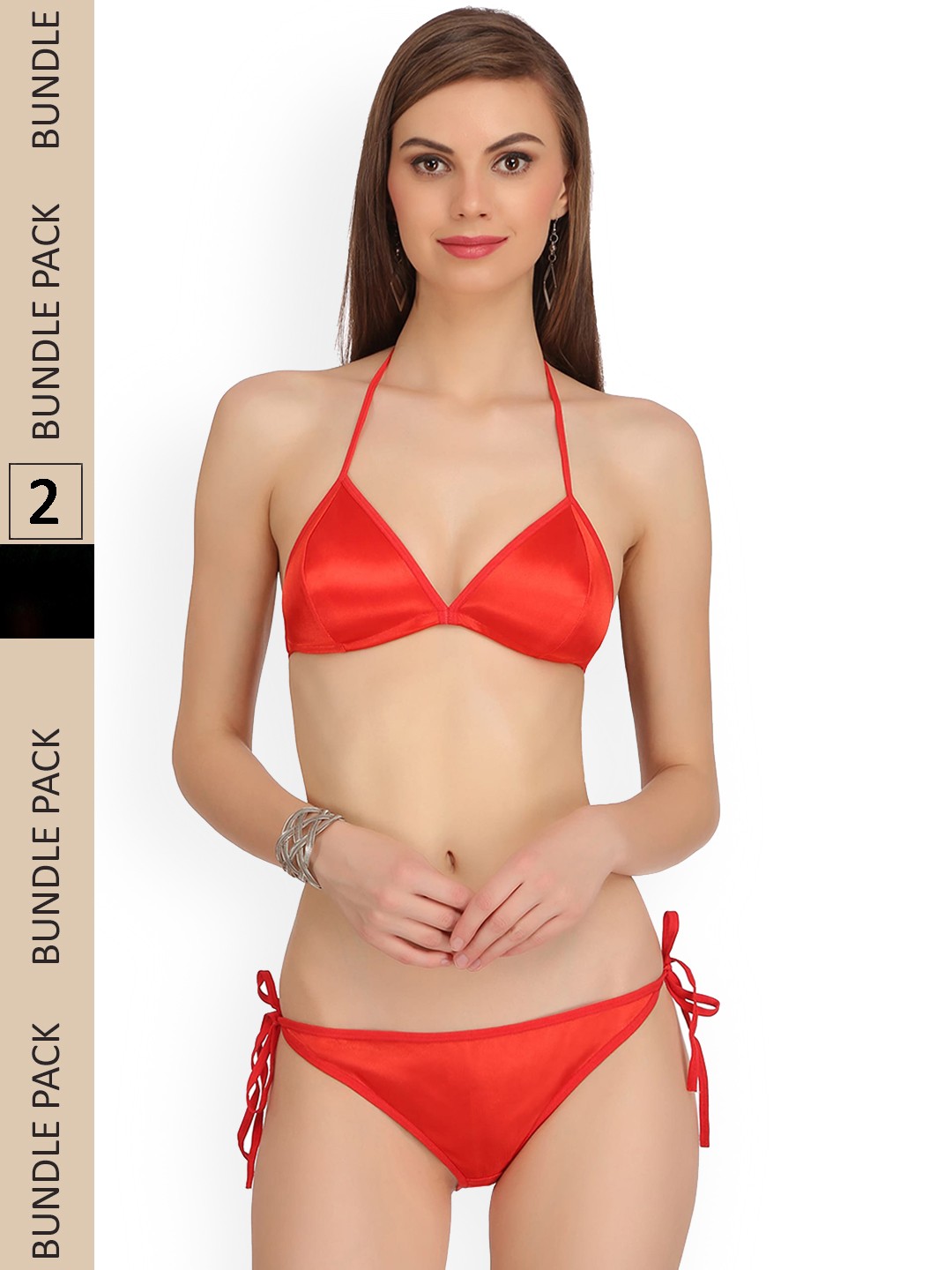 

AROUSY Pack Of 3 Cotton Lingerie Set Satan &et_Black,Red,Pink_30