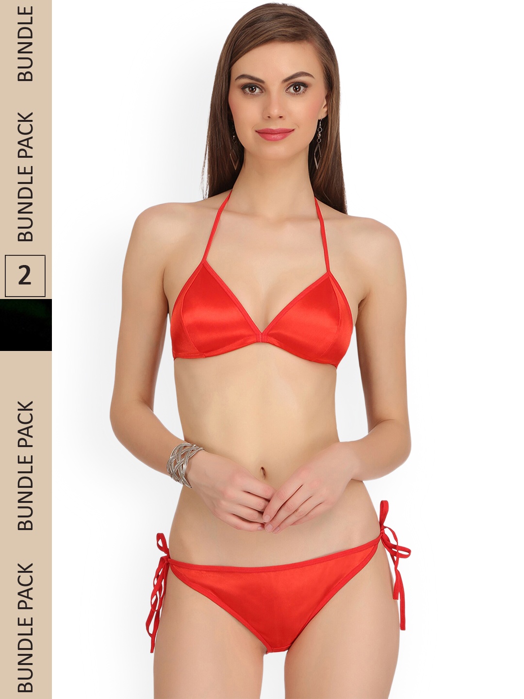 AROUSY Pack Of 2 Non-Padded Cotton Lingerie Set, Black