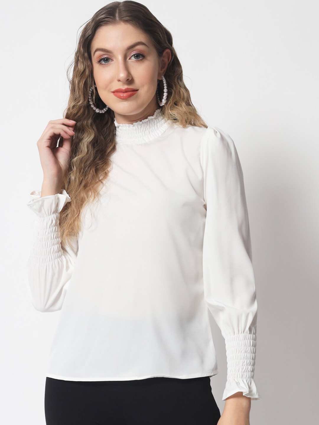 

Womenster Regular Crepe Top, White