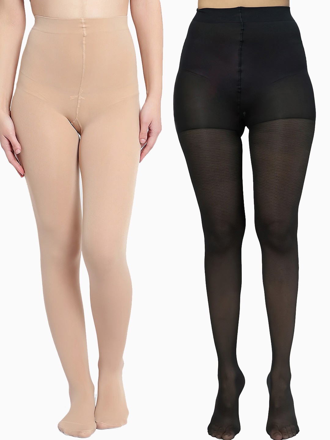 

Bellofox Women Pack Of 2 Semi Sheer Pantyhose Stockings, Black