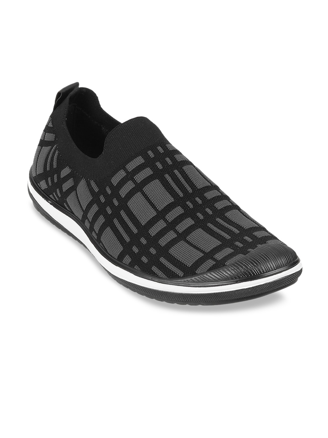 

Metro Men Printed Woven Design Sneakers, Black