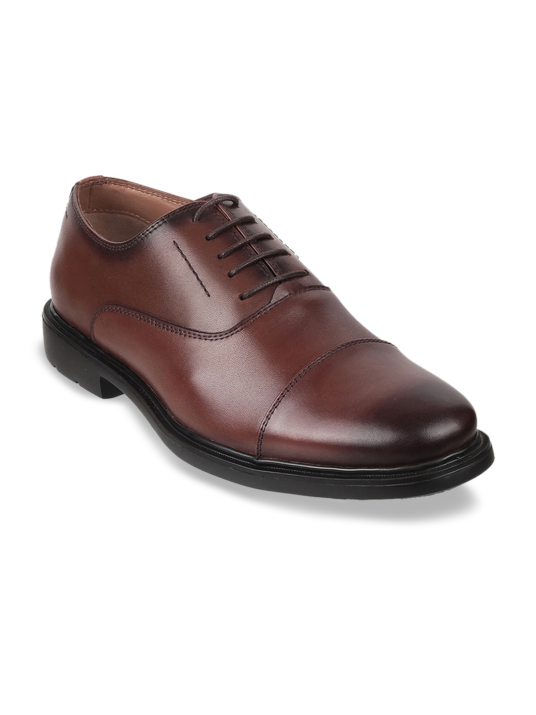 

DAVINCHI Men Textured Formal Oxfords, Brown