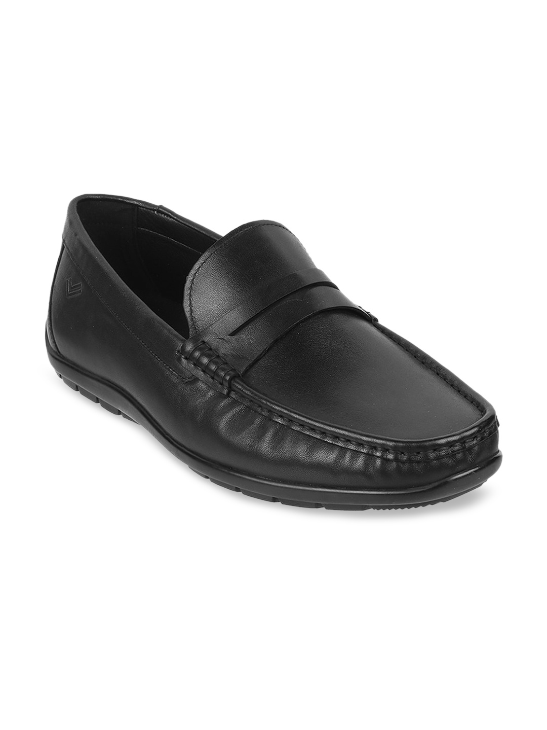 

DAVINCHI Men Textured Leather Loafers, Black