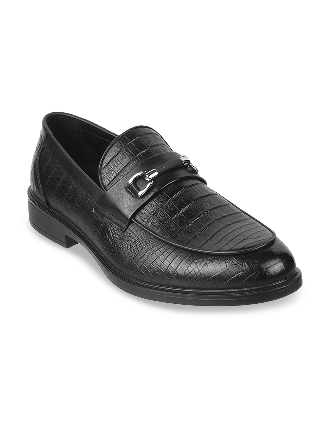 

DAVINCHI Men Textured Formal Loafers, Black