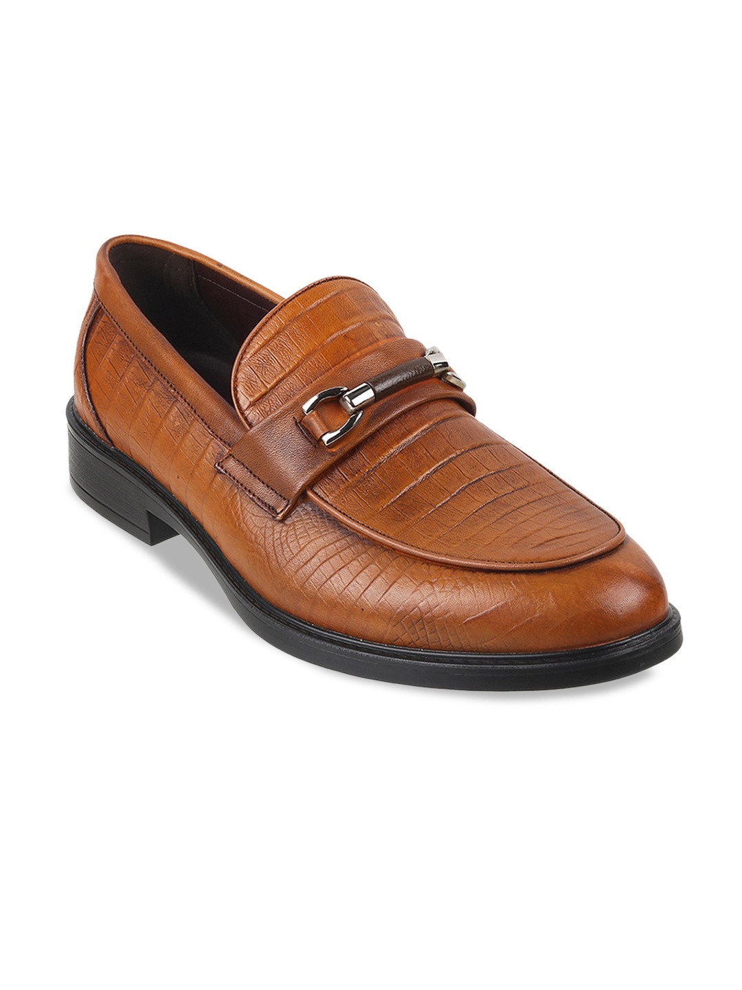 

DAVINCHI Men Textured Formal Loafers, Tan