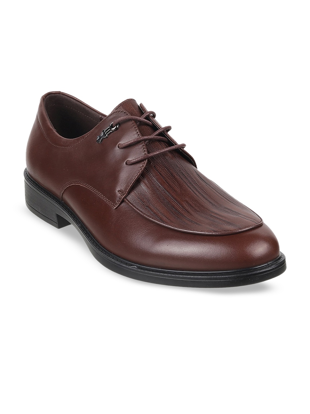 

DAVINCHI Men Textured Leather Formal Derbys, Brown