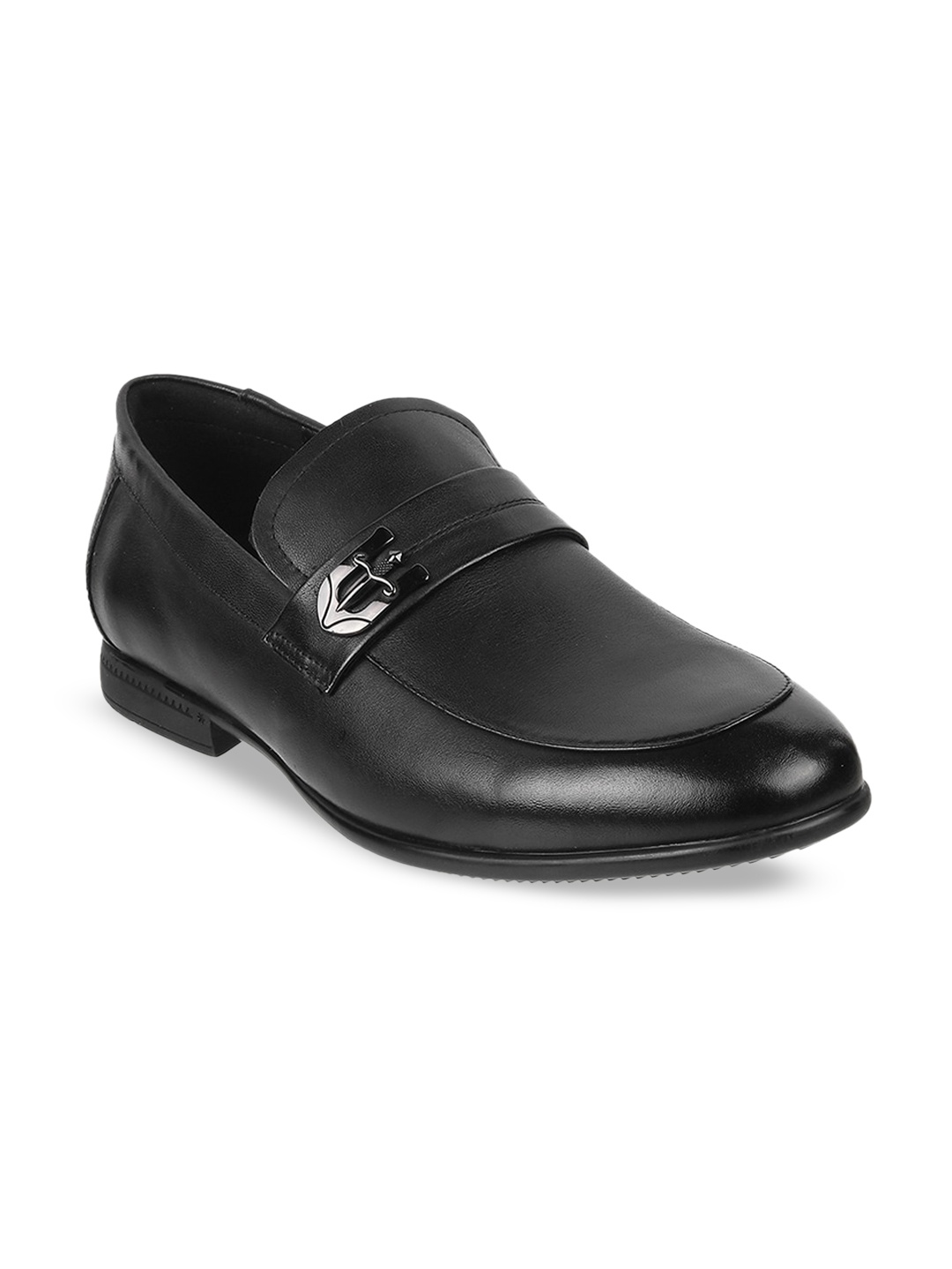 

J.FONTINI Men Textured Formal Slip-On Shoes, Black