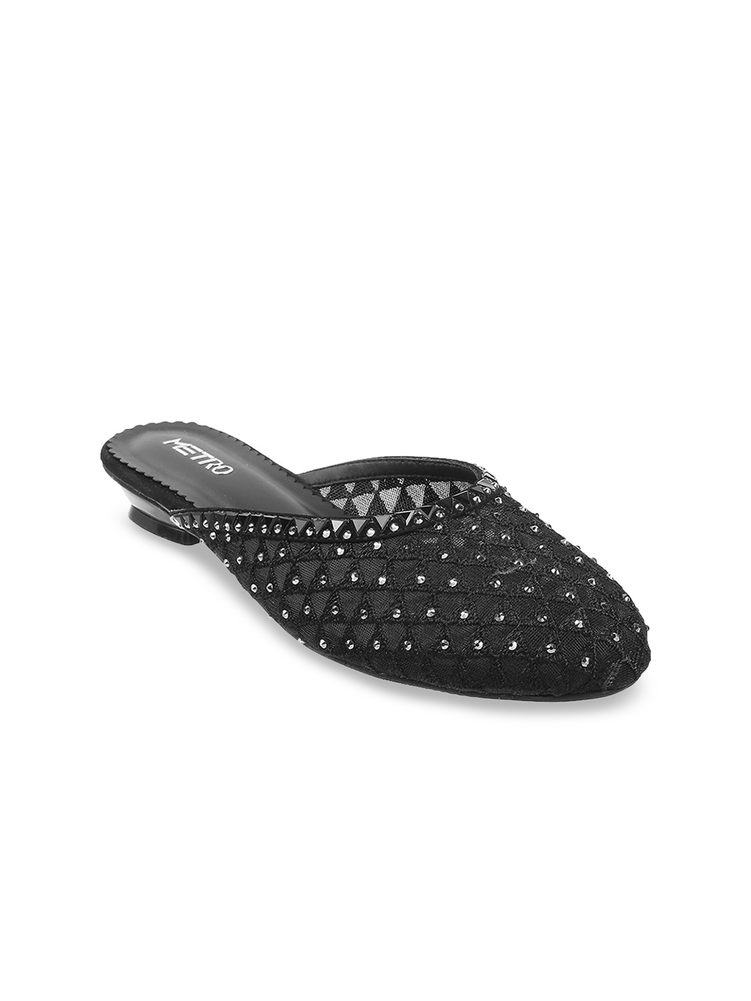 

Metro Women Embellished Mules Flats, Black