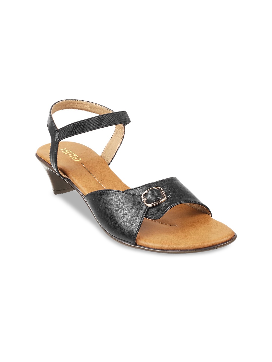 

Metro Block Sandals With Buckles Heels, Black