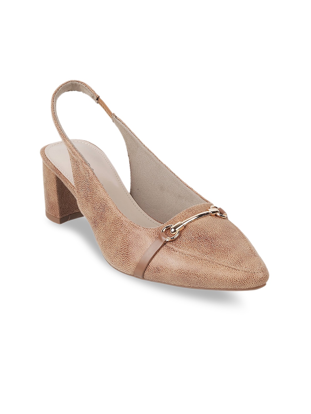 

Metro Slip-On Block Pumps Heels, Beige