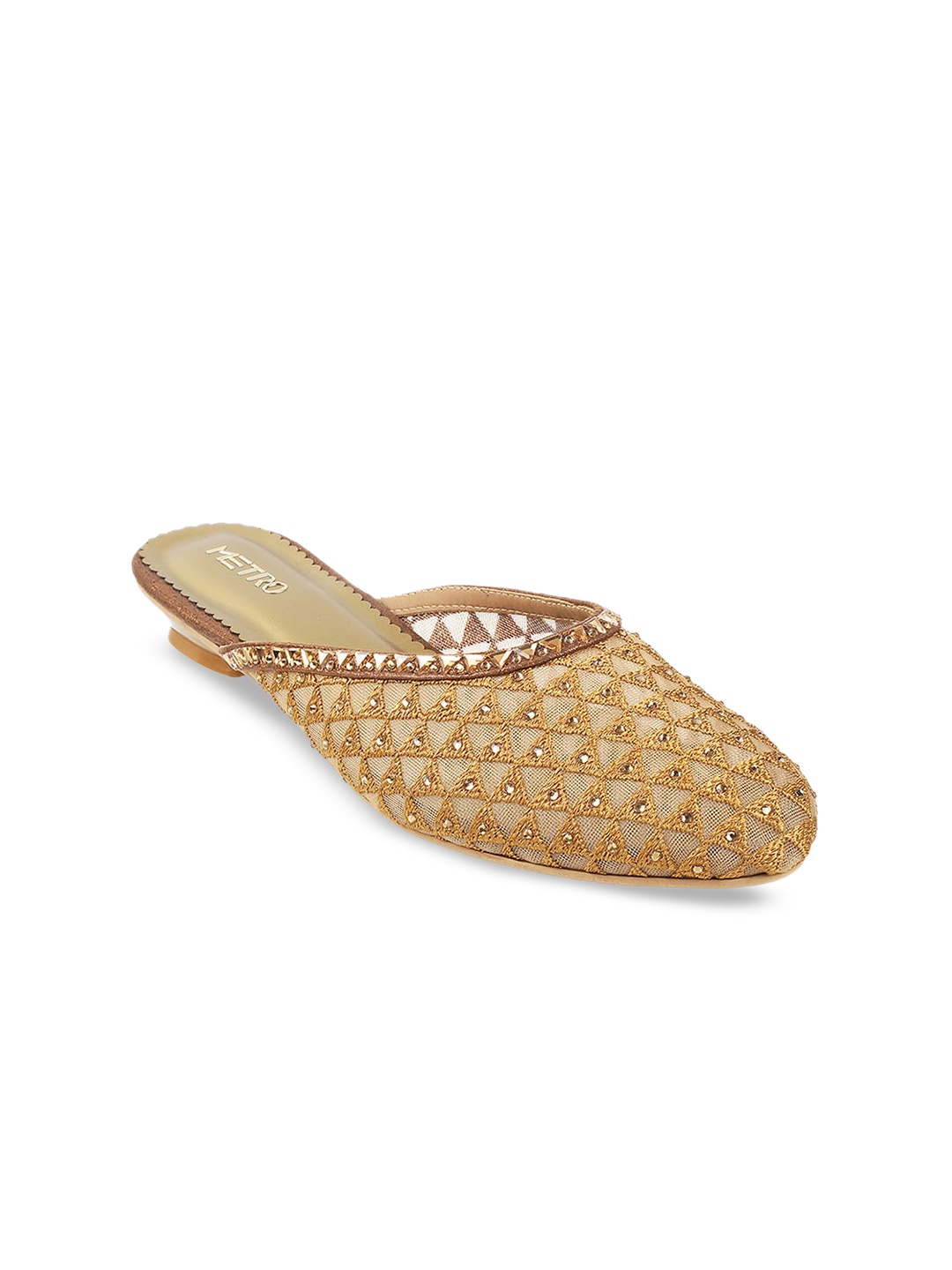 

Metro Women Embellished Mules Flats, Gold