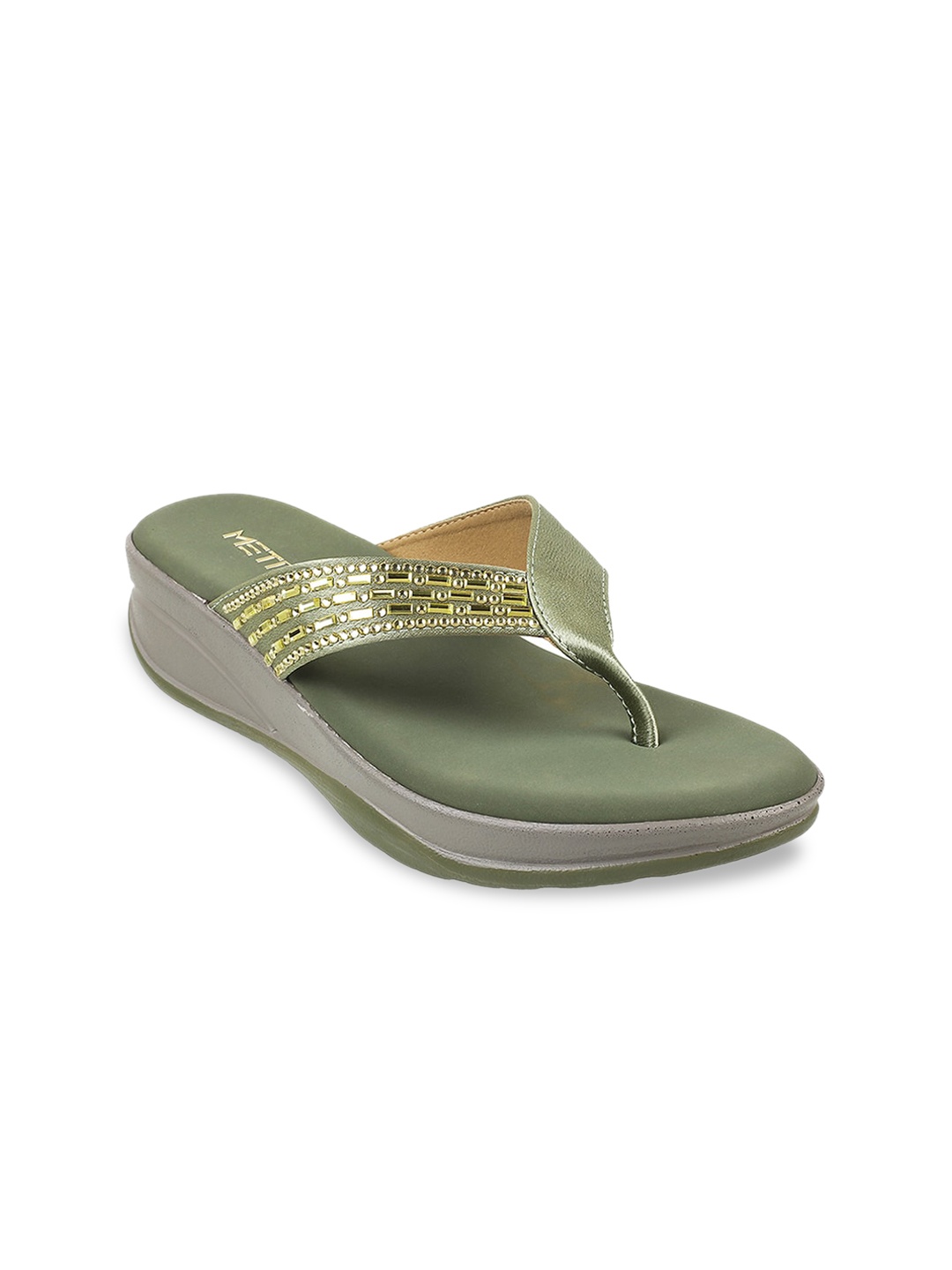 

Metro Embellished Wedge Sandals Heels, Green