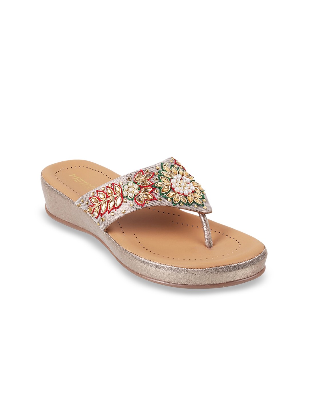 

Metro Women Embellished Open Toe Flats, Gold