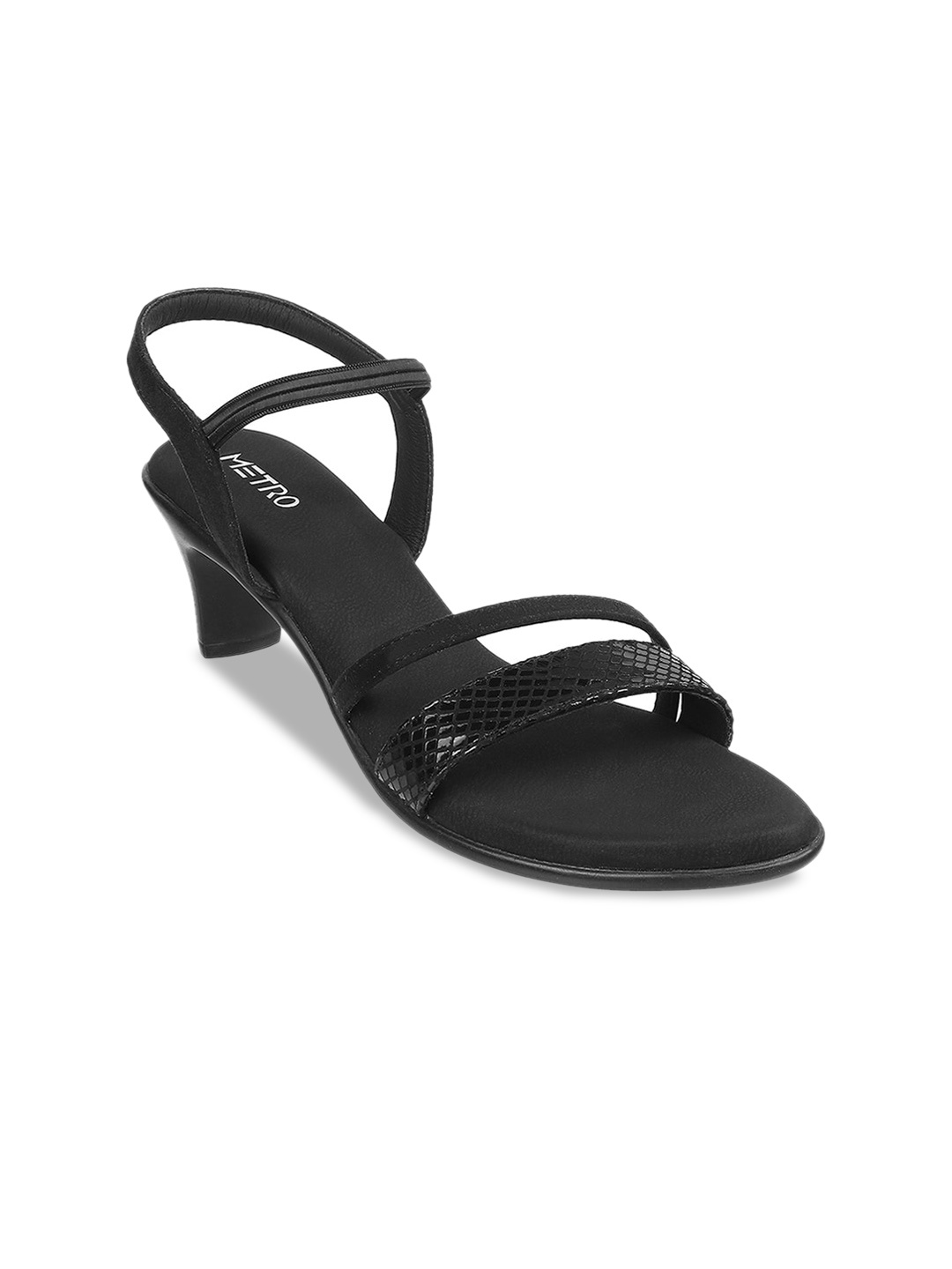 

Metro Backstrap Block Sandals Heels, Black