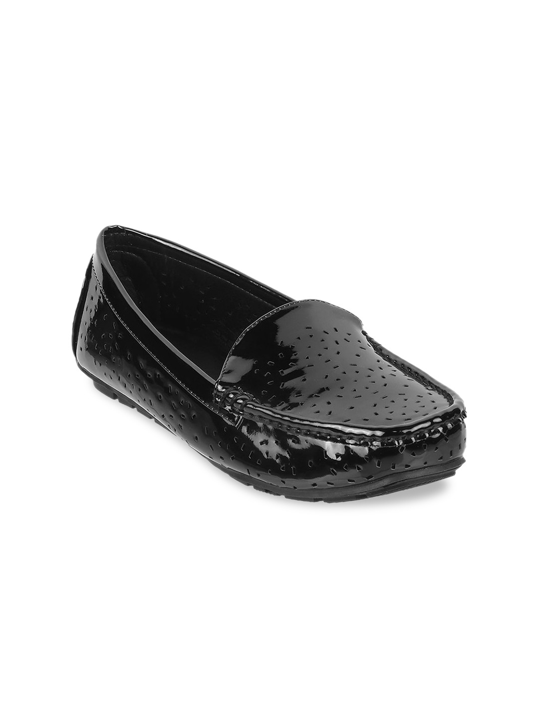 

Mochi Women Laser Cut Loafers, Black