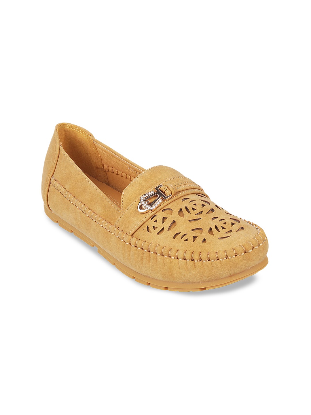 

Mochi Women Textured Loafers, Yellow