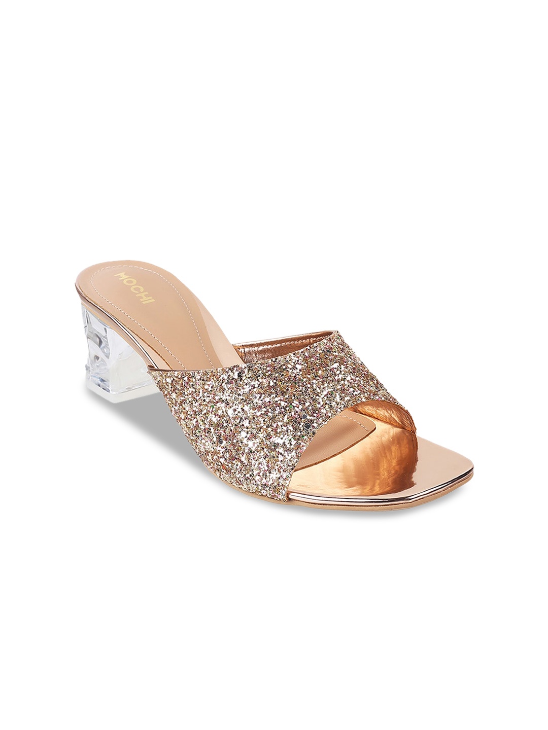 

Mochi Embellished Ethnic Block Sandals Heels, Pink