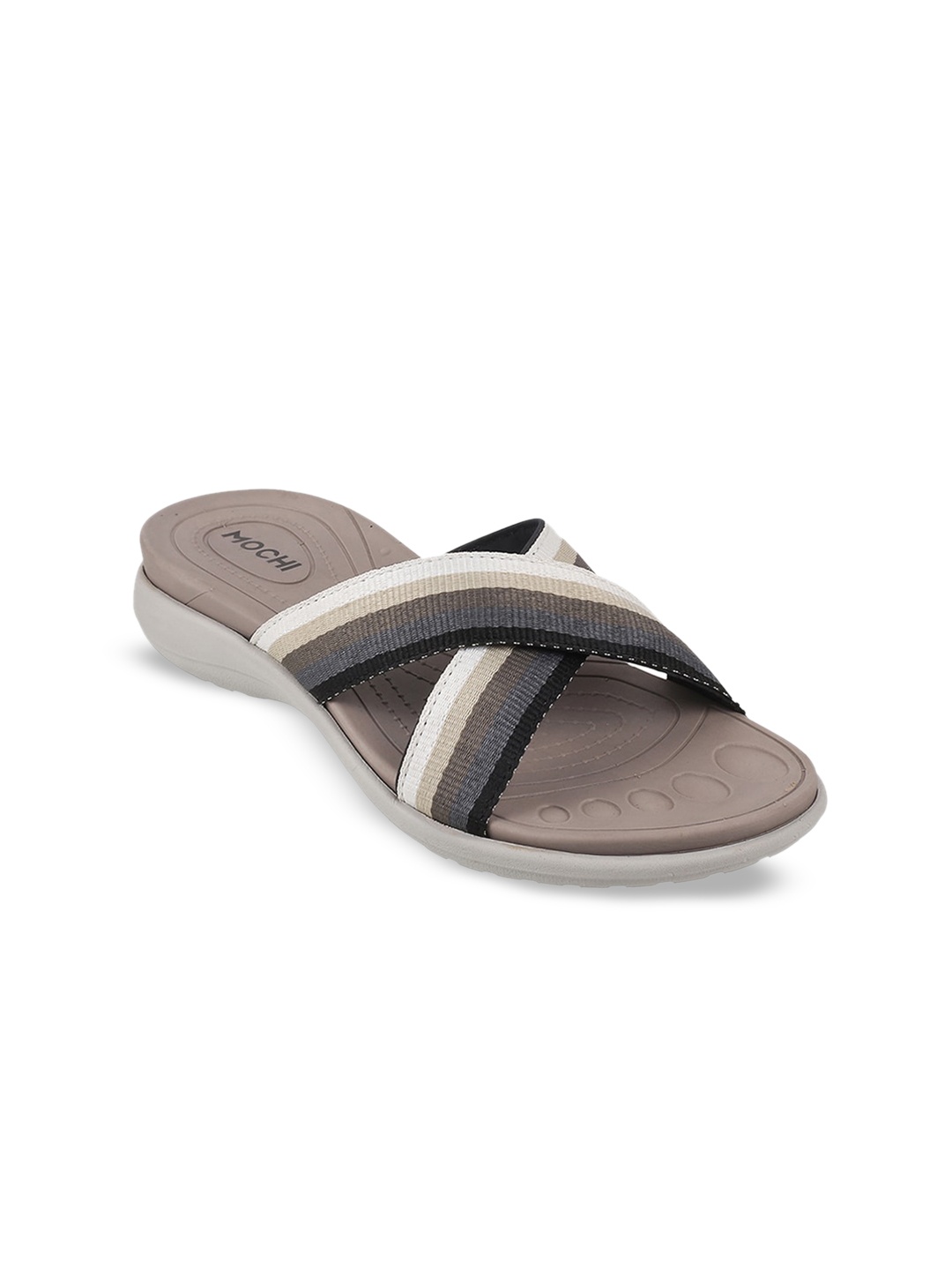 

Mochi Women Colourblocked Open Toe Flats, Black