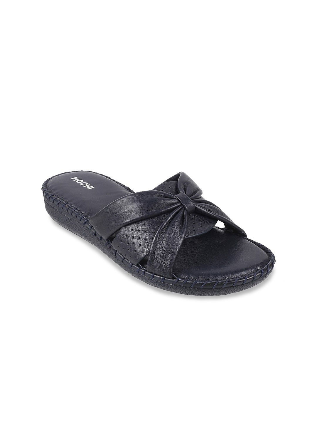 

Mochi Women Open Toe Flats with Laser Cuts, Blue