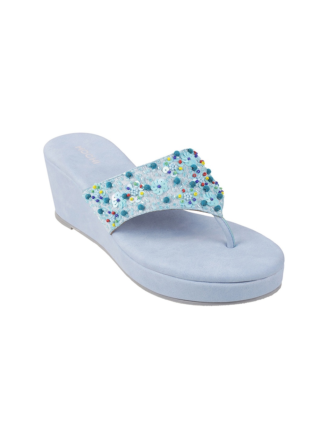 

Mochi Women Printed Thong Flip-Flops, Blue