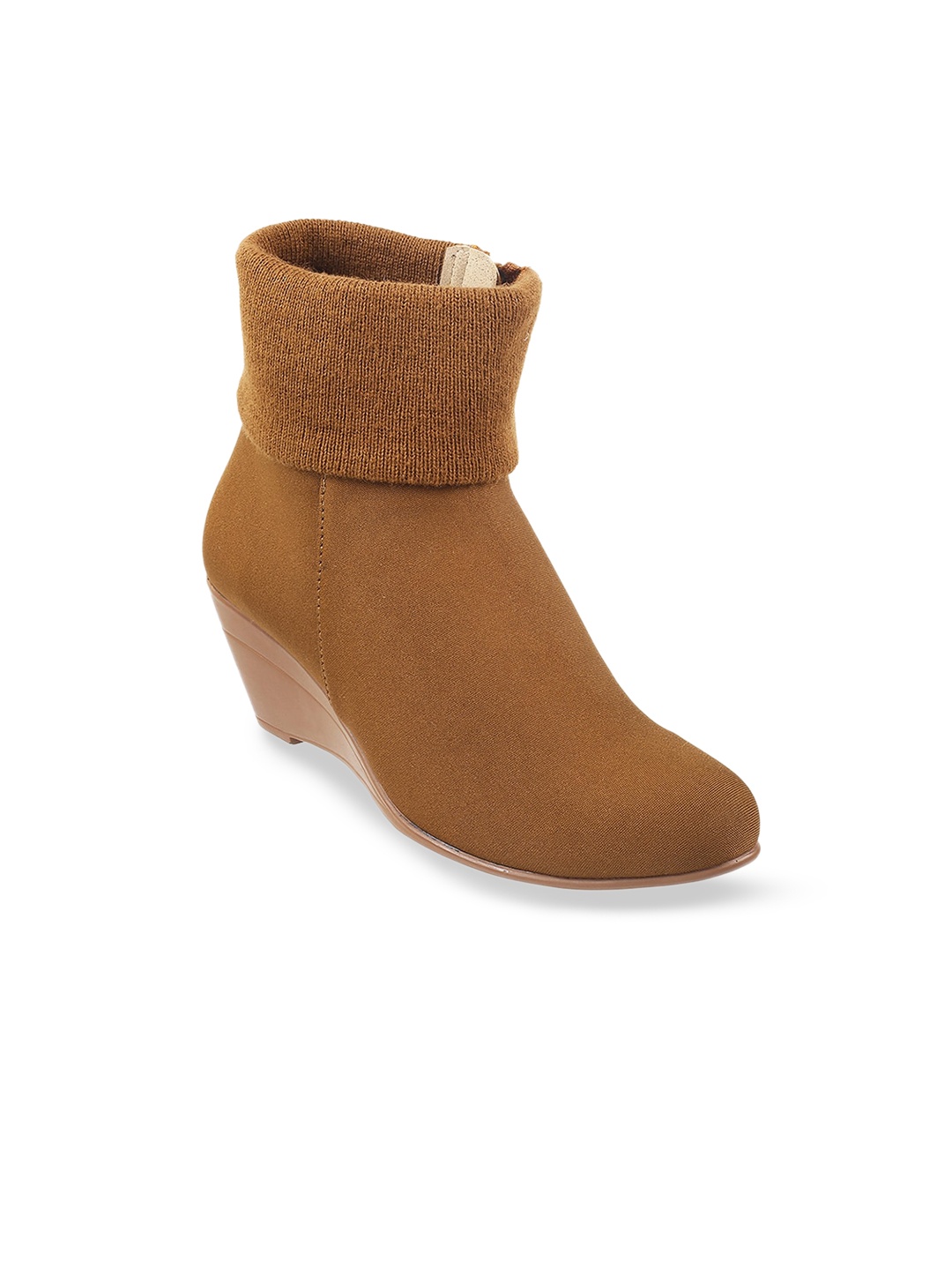 

Mochi Women Wedge Heels Winter Boots, Brown