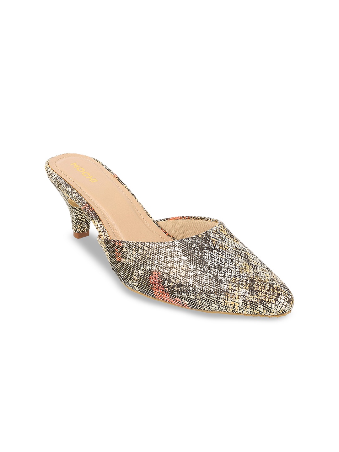 

Mochi Animal Printed Mules, Gold