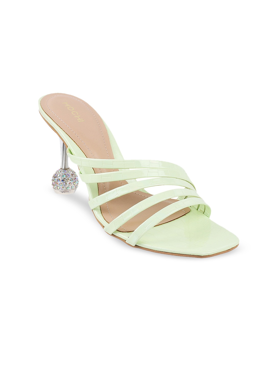 

Mochi Open-Toe Platform Heels, Green