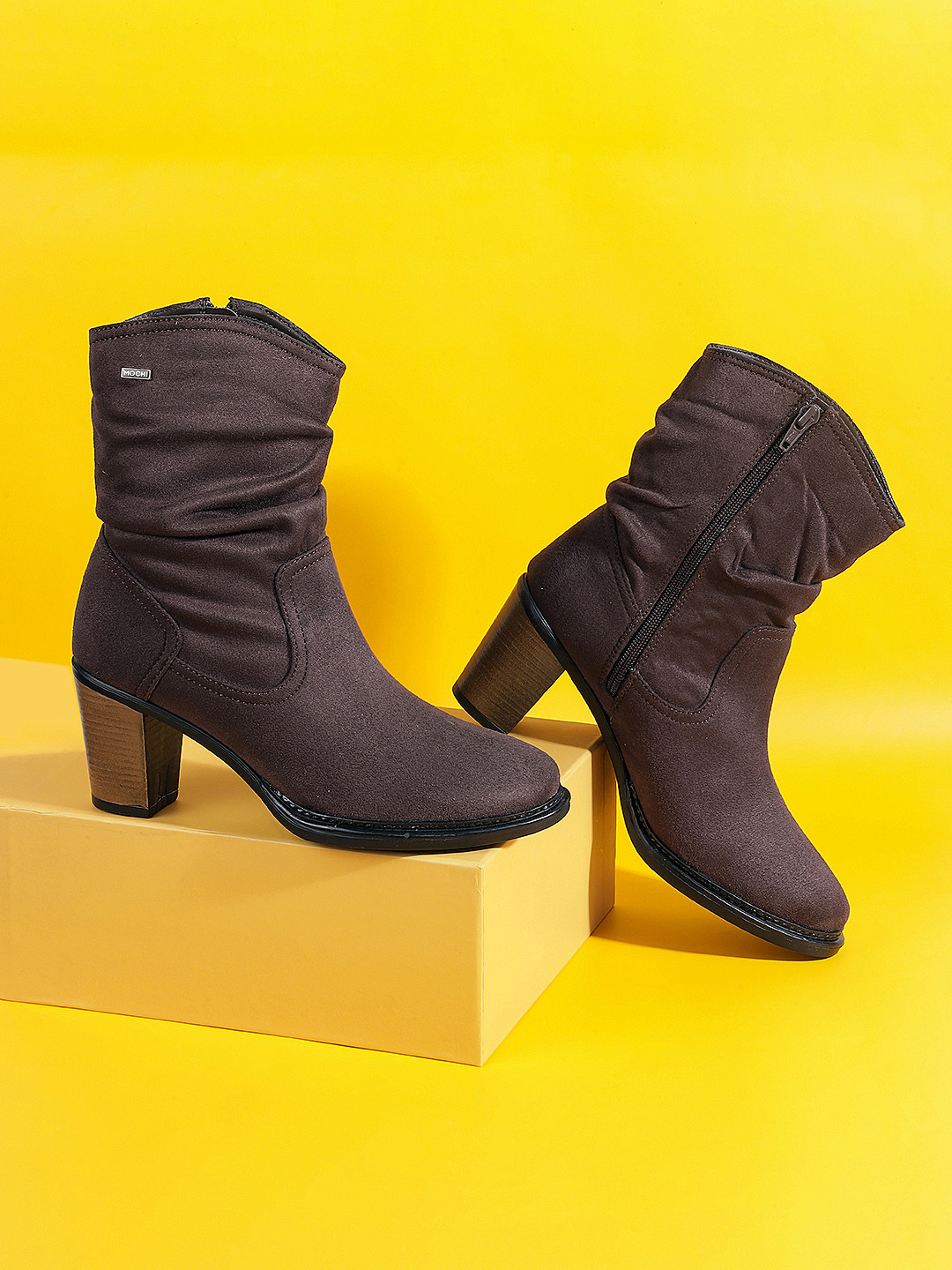 

Mochi Block Heeled Boots, Brown