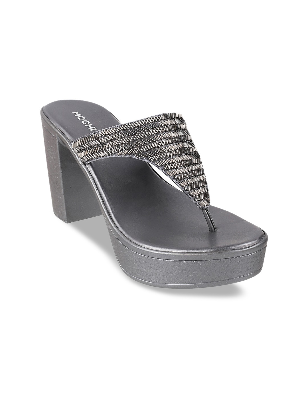 

Mochi Women Embellished Block Heels, Grey