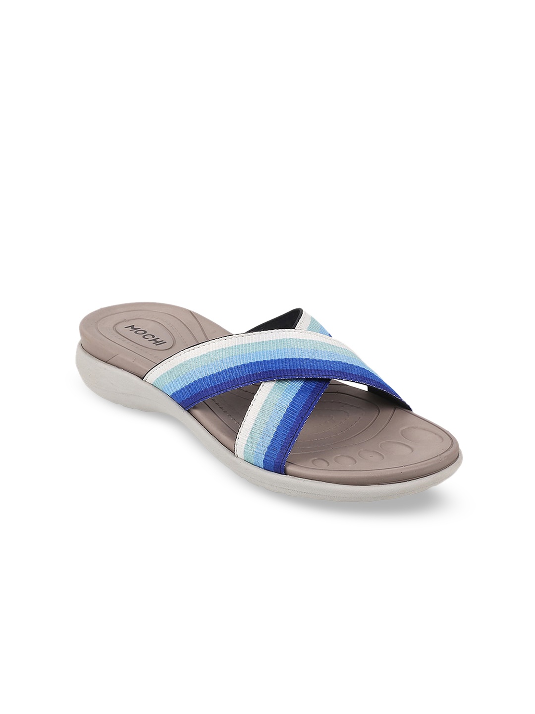 

Mochi Women Colourblocked Open Toe Flats, Blue