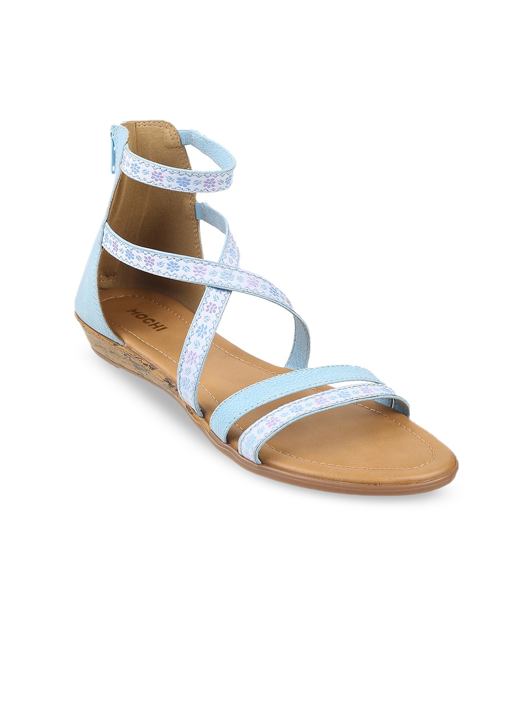 

Mochi Women Printed Open Toe Flats, Blue
