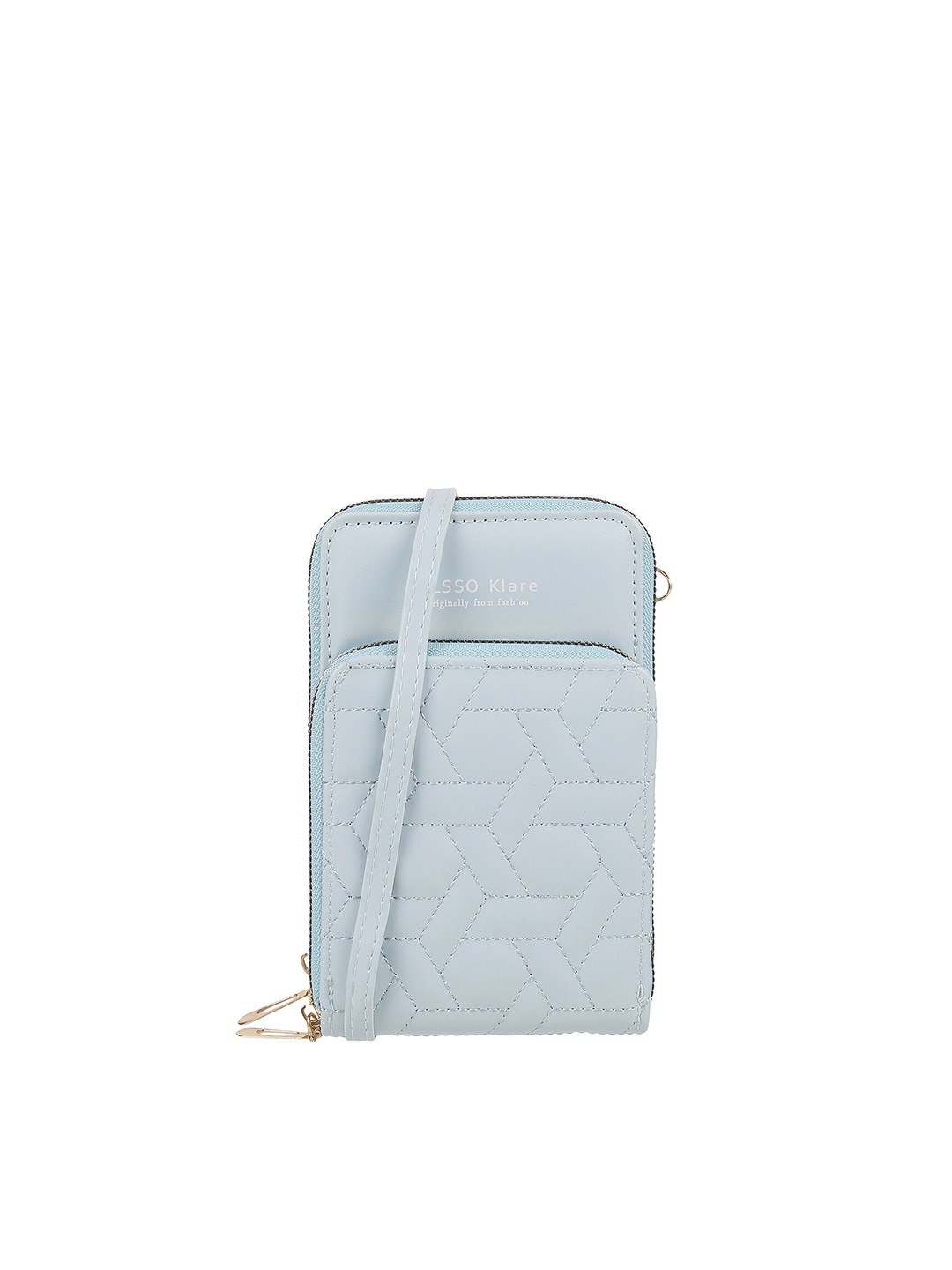 

WALKWAY by Metro Women Blue & Pink Geometric Textured Quilted Zip Around Wallet