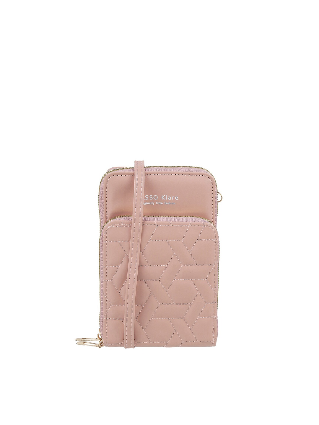 

WALKWAY by Metro Women Geometric Textured Quilted Zip Around Wallet, Peach